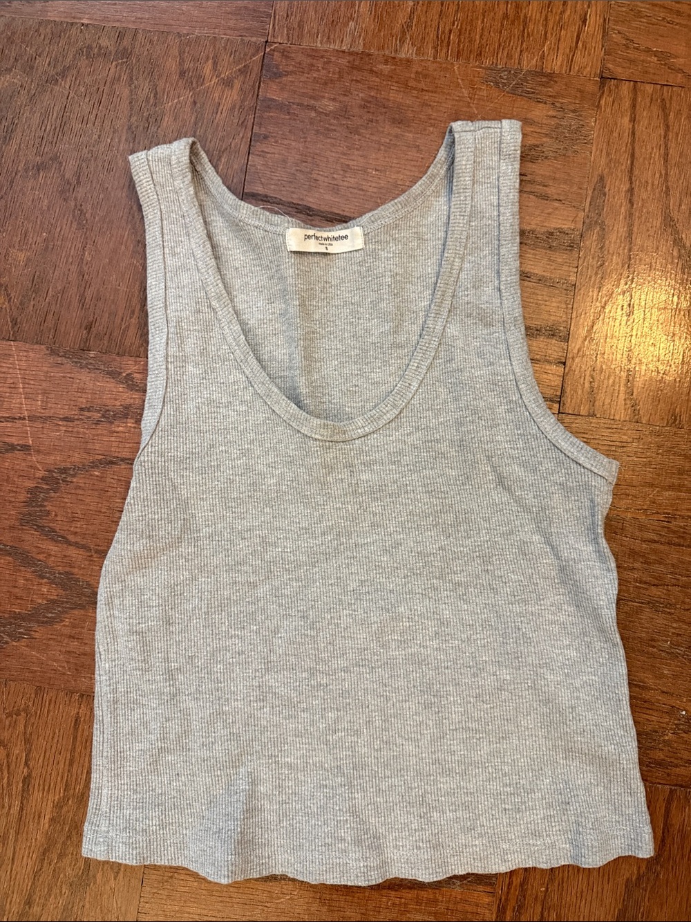 perfectwhitetee Light Gray Ribbed Scoop Tank